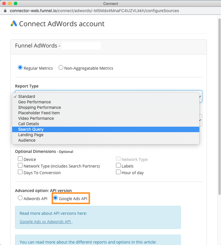 Google Ads API update Search Query Report